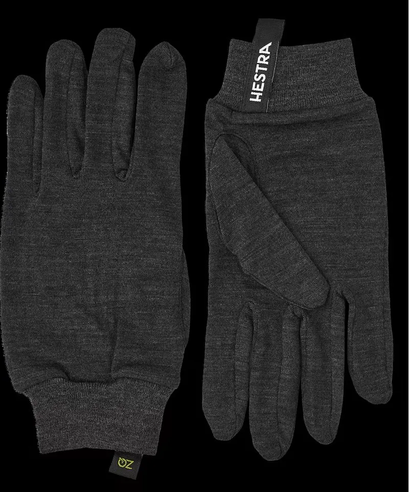 Hestra Merino Wool Liner Active 5 Finger Gloves Charcoal