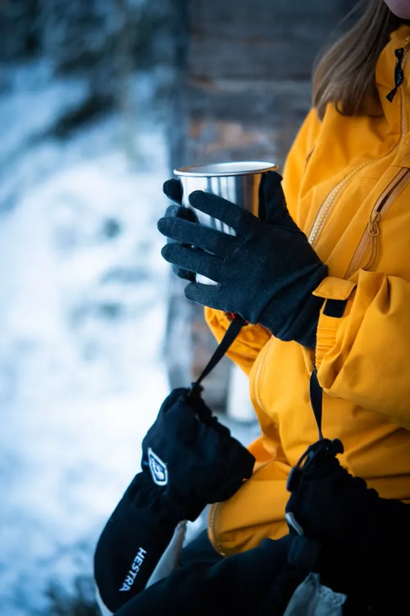 Hestra Merino Wool Liner Active 5 Finger Gloves Charcoal-3