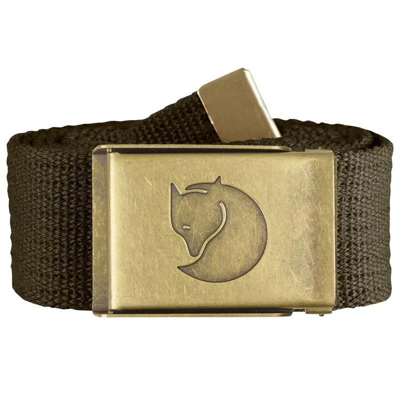Fjallraven 4cm Canvas Brass Belt in Dark Olive