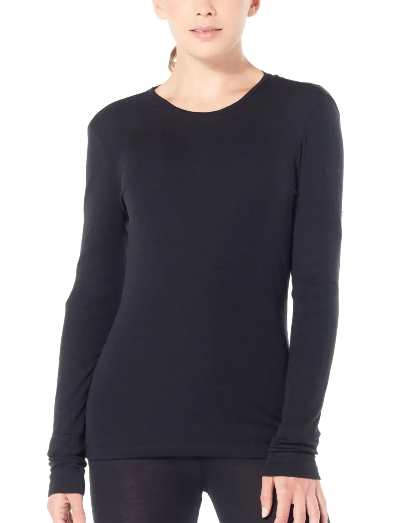 Icebreaker Womens 175 Everyday Long Sleeve Crewe Black-1