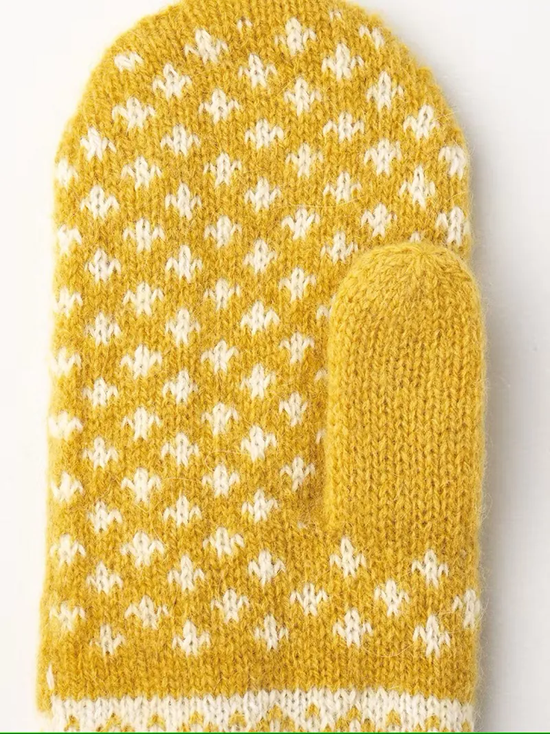Hestra Isvik Mitt Mustard/Off-White-1