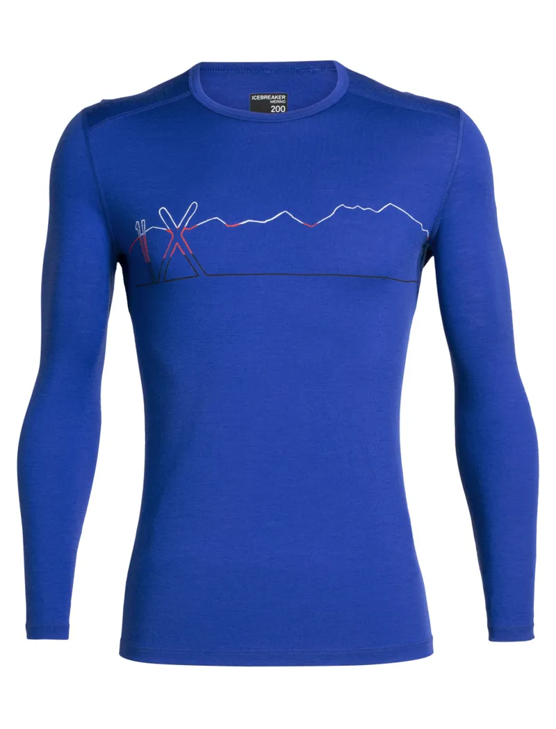 Icebreaker Mens Merino 200 Oasis LS Crewe Single Line Ski Surf
