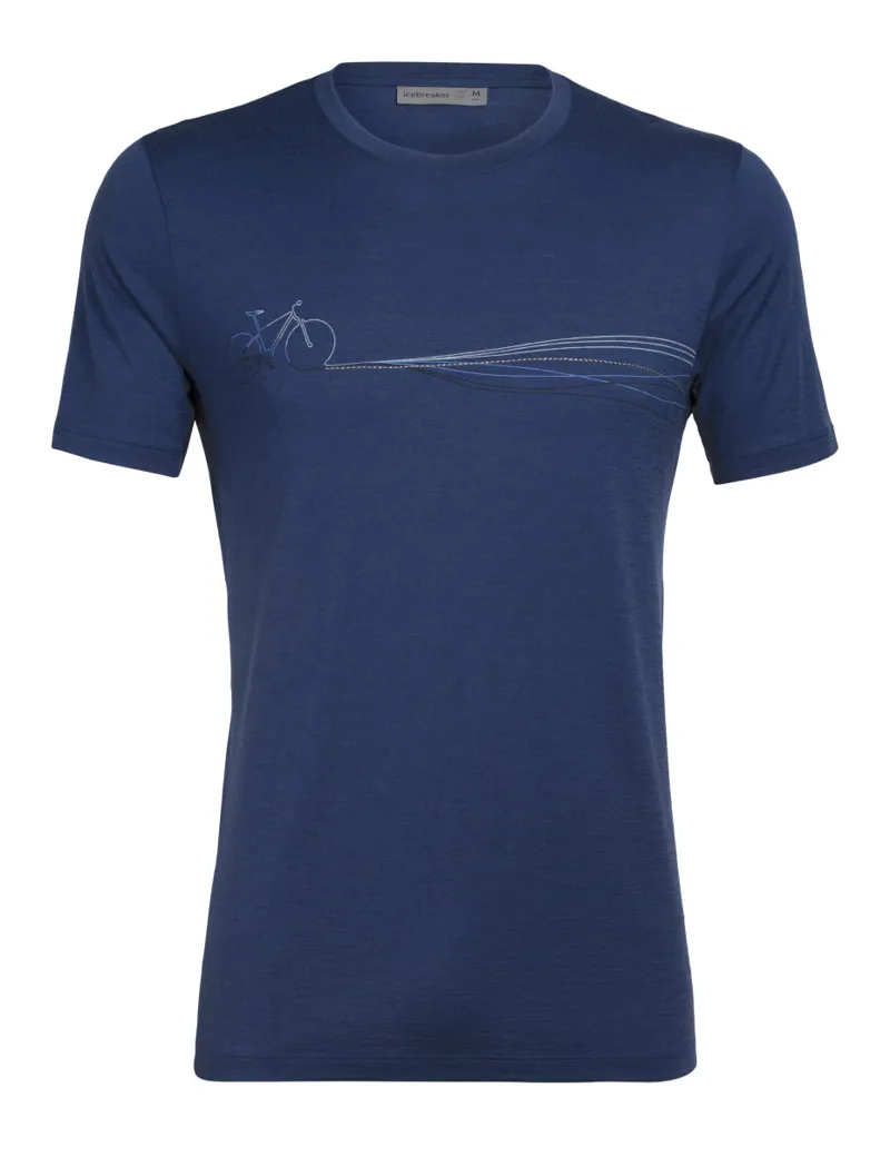 Icebreaker Mens Tech Lite Short Sleeve Crewe Cadence Paths Estate Blue