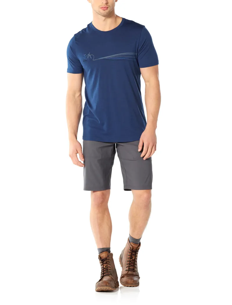 Icebreaker Mens Tech Lite Short Sleeve Crewe Cadence Paths Estate Blue-3