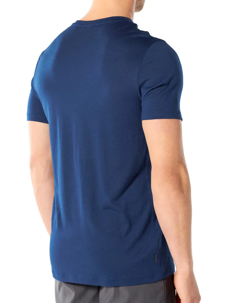 Icebreaker Mens Tech Lite Short Sleeve Crewe Cadence Paths Estate Blue-6