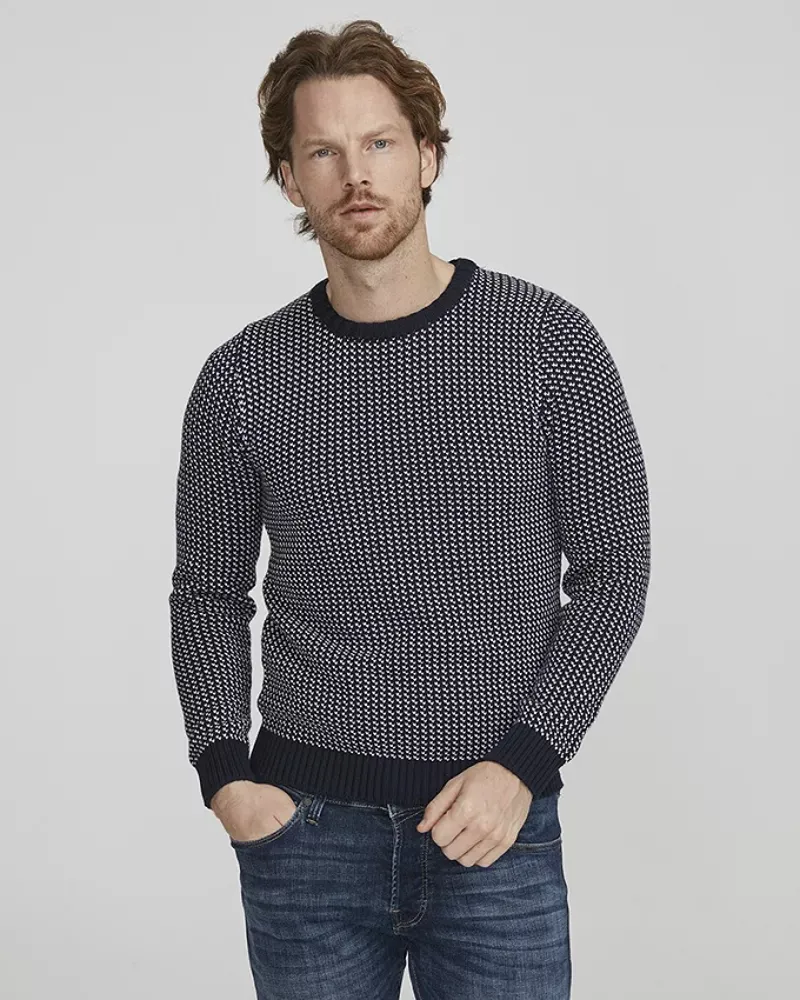 Holebrook Mens Eino Crew Sweater Navy/Off White-1