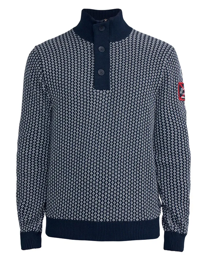 Holebrook Mens Frej T-neck Wind Proof Sweater Navy/Off White Jaquard