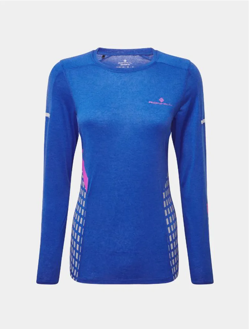 Ronhill Women's Tech Afterhours L/S Tee Cobalt/Thistle/Rflct