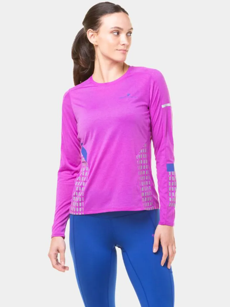Ronhill Women's Tech Afterhours L/S Tee Thistle/Cobalt/Rflct-4