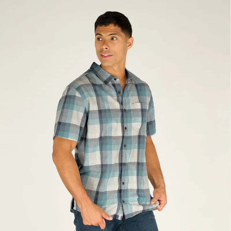 Sherpa Mens Kongde Short Sleeve Shirt Arctic Blue Plaid-2