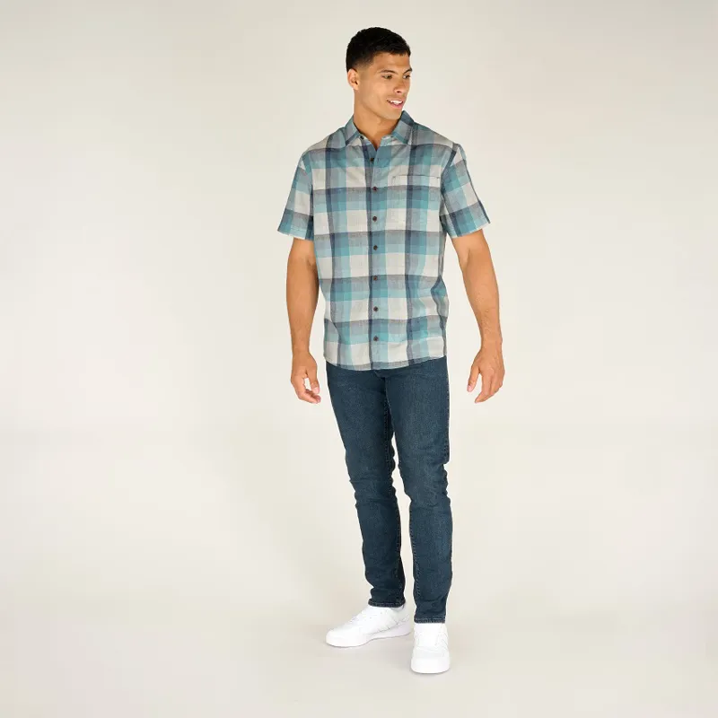 Sherpa Mens Kongde Short Sleeve Shirt Arctic Blue Plaid-1