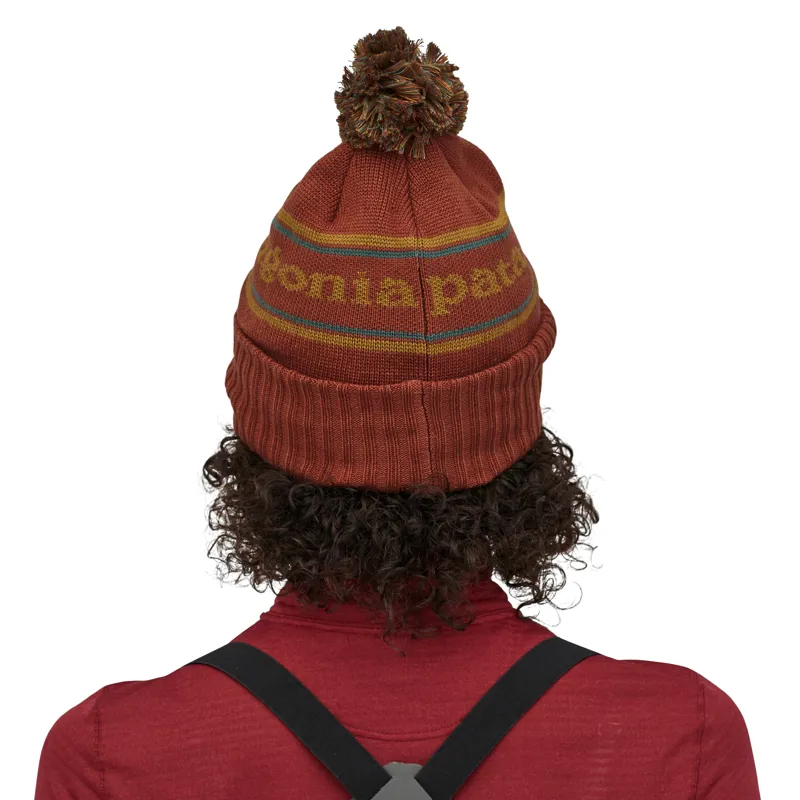 Patagonia Powder Town Beanie in Park Stripe Knit: Spanish Red-2