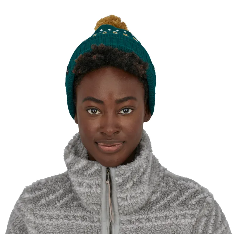 Patagonia Powder Town Beanie in Snowfall Knit: Dark Borealis Green-1
