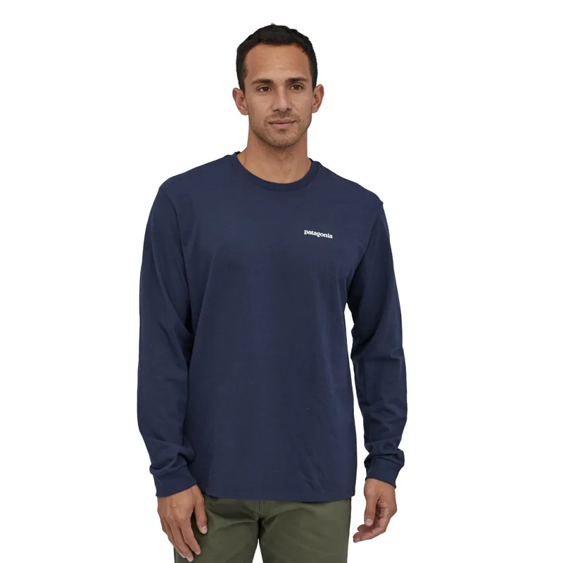Patagonia Mens Long Sleeved P-6 Logo Responsibili-Tee Classic Navy-1
