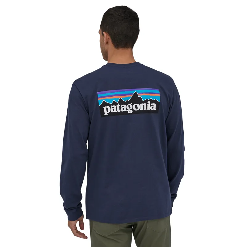 Patagonia Mens Long Sleeved P-6 Logo Responsibili-Tee Classic Navy-2