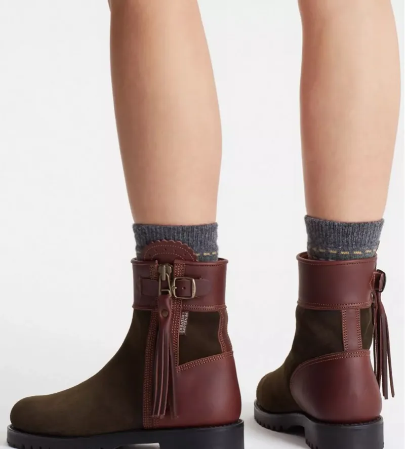 Penelope Chilvers Womens Inclement Cropped Tassel Boot Seaweed/Conker-3