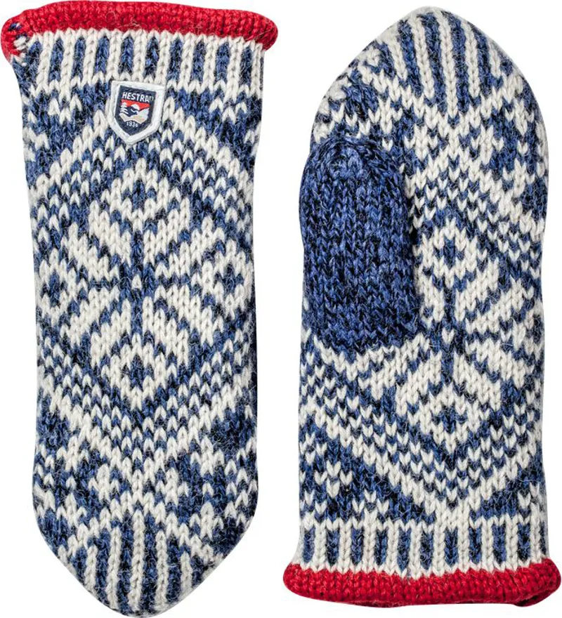Hestra Nordic Wool Mitt Medium Blue/Offwhite