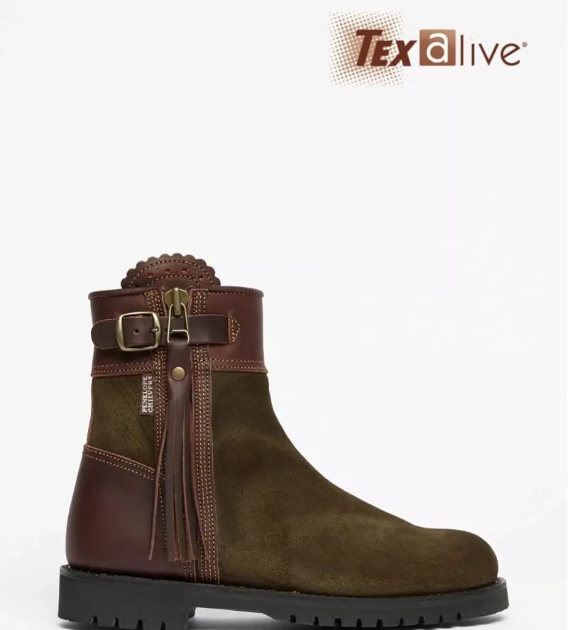 Penelope Chilvers Womens Inclement Cropped Tassel Boot Seaweed/Conker