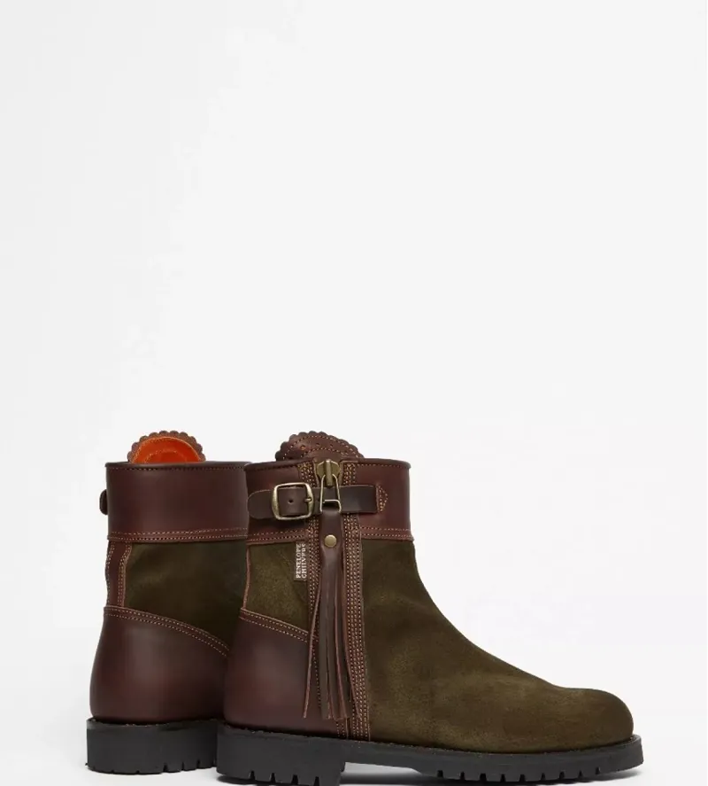 Penelope Chilvers Womens Inclement Cropped Tassel Boot Seaweed/Conker-1