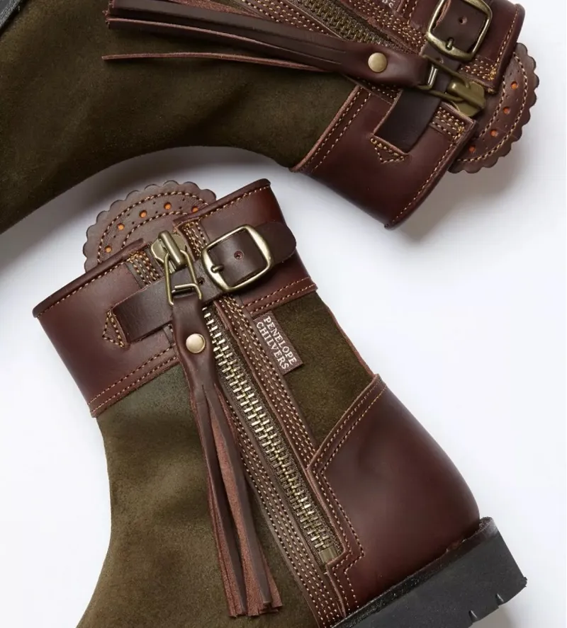 Penelope Chilvers Womens Inclement Cropped Tassel Boot Seaweed/Conker-2