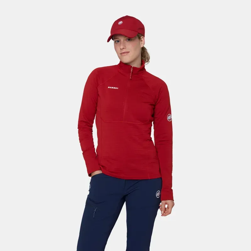 Mammut Women's Taiss ML Half Zip Pullover in Dark Mammut Red-2