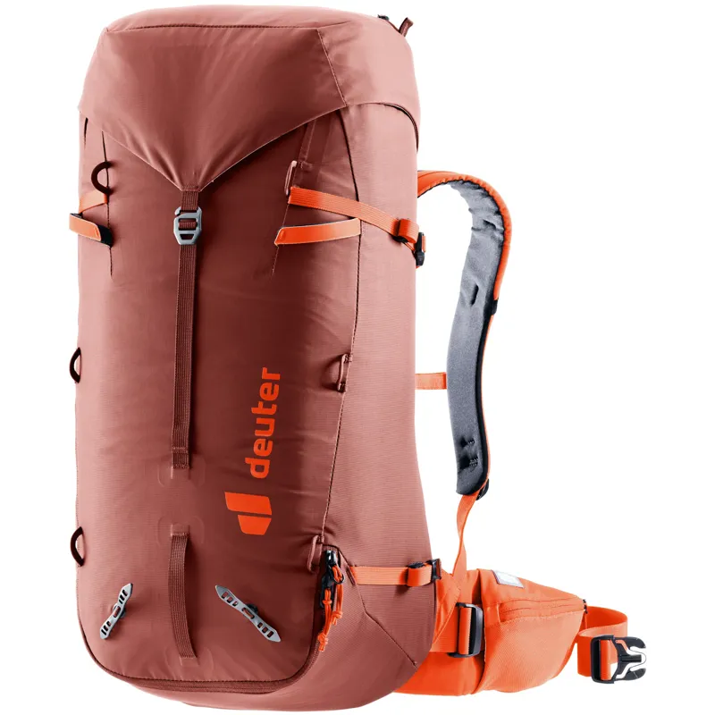 Deuter Guide 34+8 Mountaineering Backpack in Redwood-Papaya