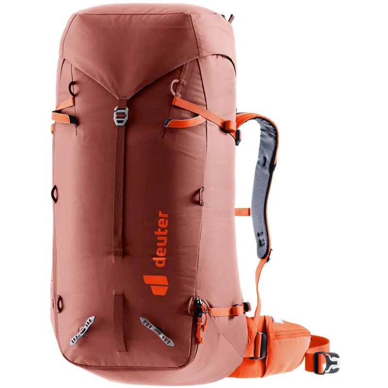 Deuter Guide 44+8 Mountaineering Backpack in Redwood-Papaya