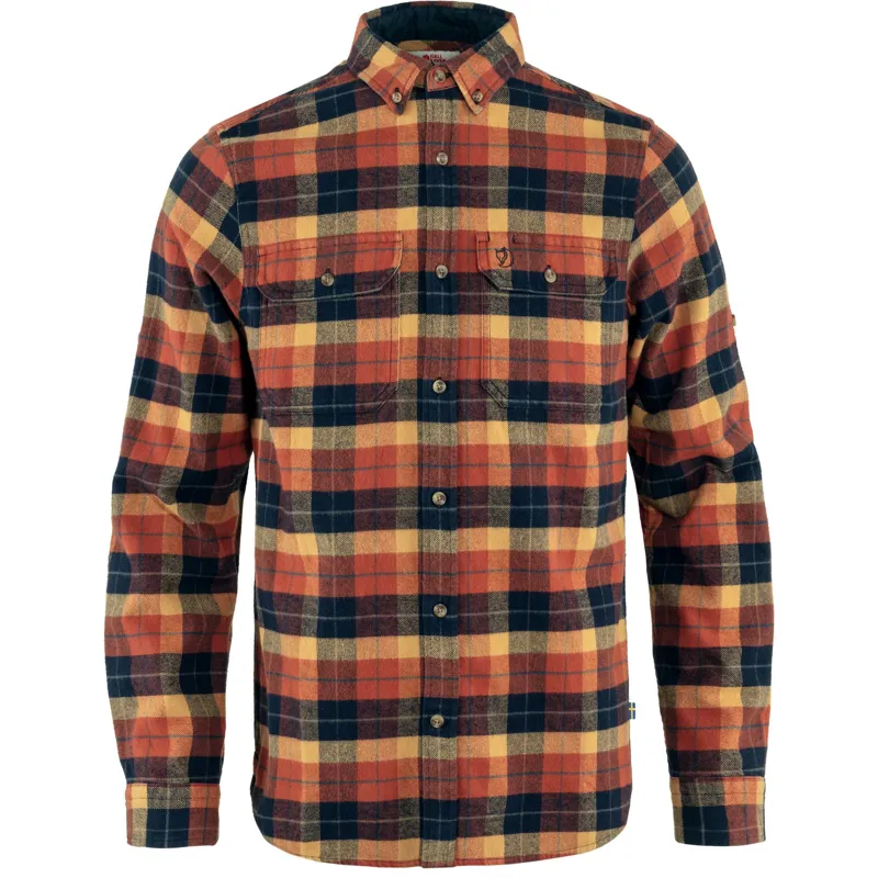 Fjallraven Singi Heavy Flannel Shirt in Autumn Leaf-Dark Navy