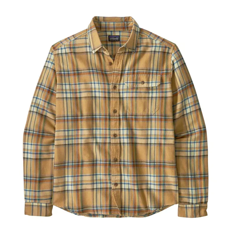 Patagonia Fjord Lightweight Long Sleeved Flannel Shirt in Daydream: Beeswax Tan