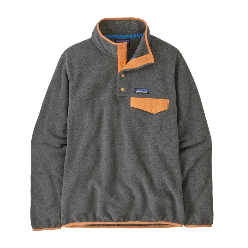 Patagonia Womens' Lightweight Synchilla Snap-T Pullover in Nickel w/Vivid Apricot