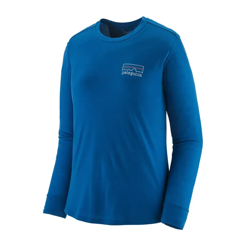 Patagonia Womens' Capilene Cool LS Merino Graphic Shirt in Fitz Roy Strata: Endless Blue