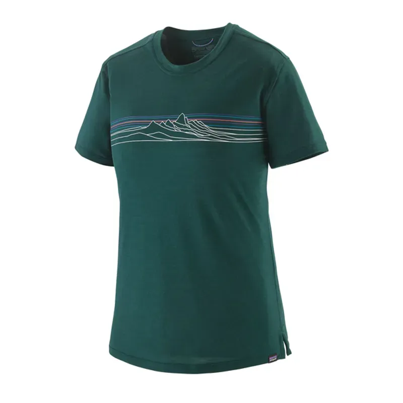 Patagonia Womens Capilene Cool Merino Blend Graphic Shirt in Strata Stripe: Cascade Green