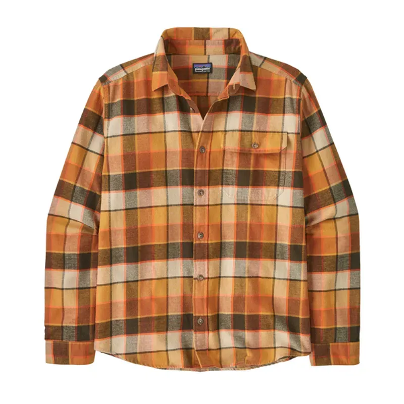 Patagonia Men Long Sleeve Lightweight Fjord Flannel Shirt -Rocky: Otter Brown