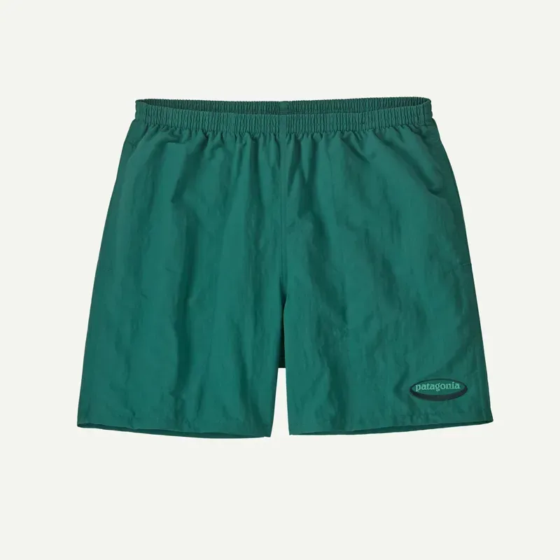 Patagonia Men's 5 inch Baggies Shorts in 95 Oval Logo: Gem Green