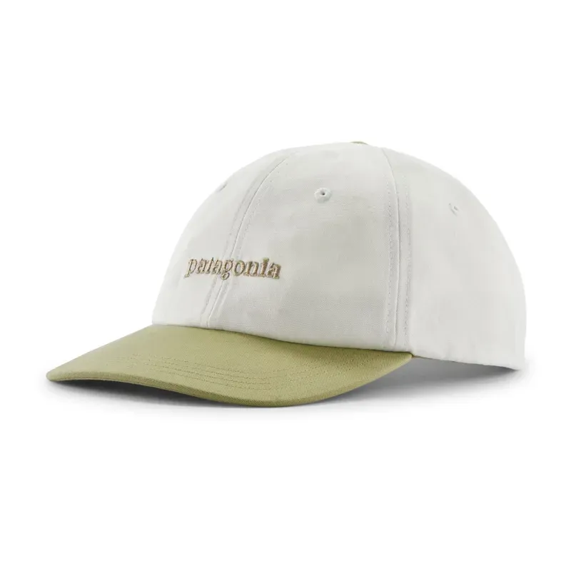 Patagonia Fitz Roy Icon Trad Cap in Text Logo: Birch White w/Gumtree Green