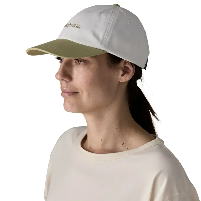 Patagonia Fitz Roy Icon Trad Cap in Text Logo: Birch White w/Gumtree Green-1