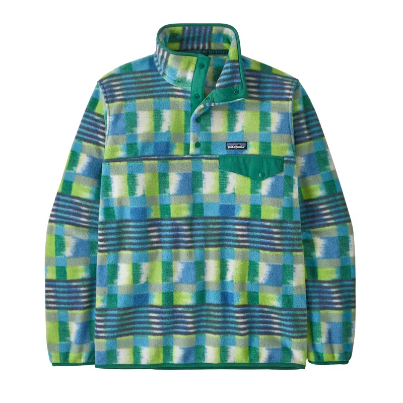 Patagonia Men's Lightweight Synchilla Snap-T Fleece Pullover in Painted Lines: Shore Blue