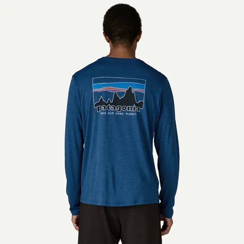 Patagonia Long-Sleeved Capilene Cool Daily '73 Skyline Tee in Clement Blue - Light Clement Blue X-Dye-2