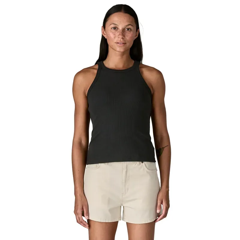 Patagonia Women's Rib Knit Tank Top in Black-1