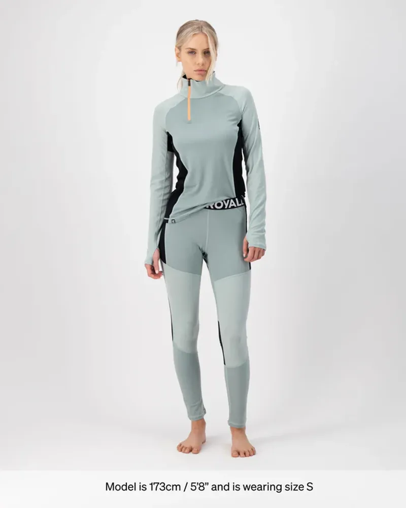 Mons Royale Women's Olympus Half Zip Glacier / Dew / Black-3