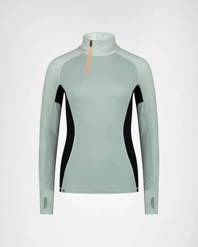 Mons Royale Women's Olympus Half Zip Glacier / Dew / Black-4