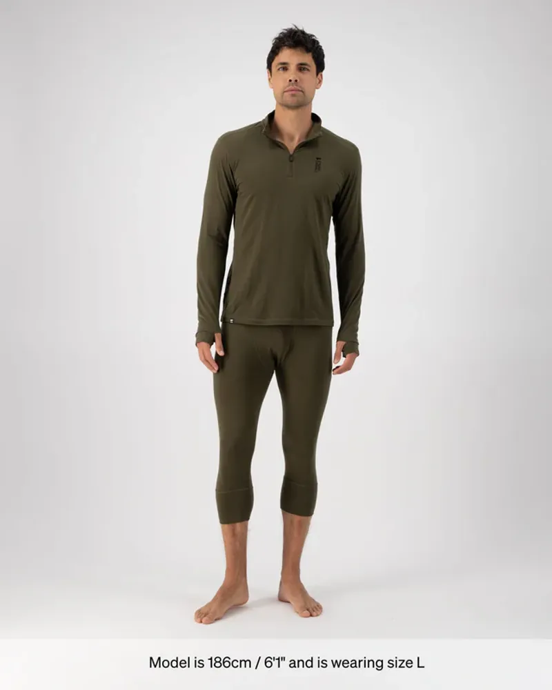 Mons Royale Men's Cascade Merino Flex 200 1/4 Zip Dark Olive-4