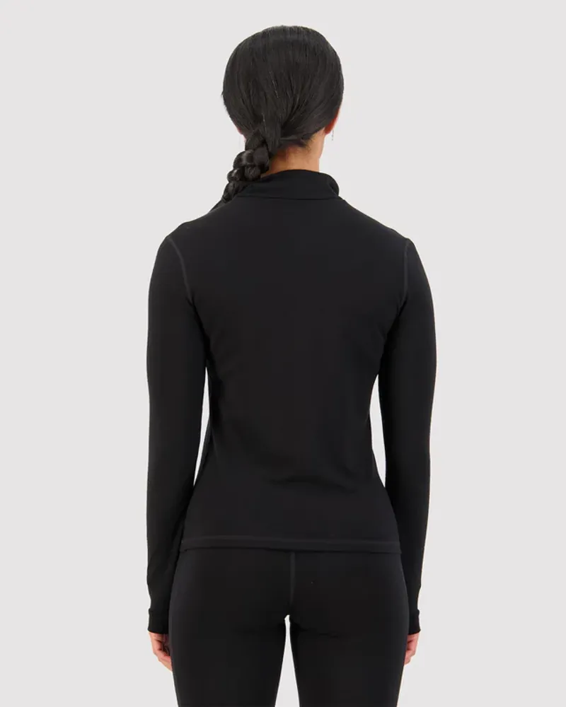 Mons Royale Women's Cascade Merino Flex 200 1/4 Zip Black-2