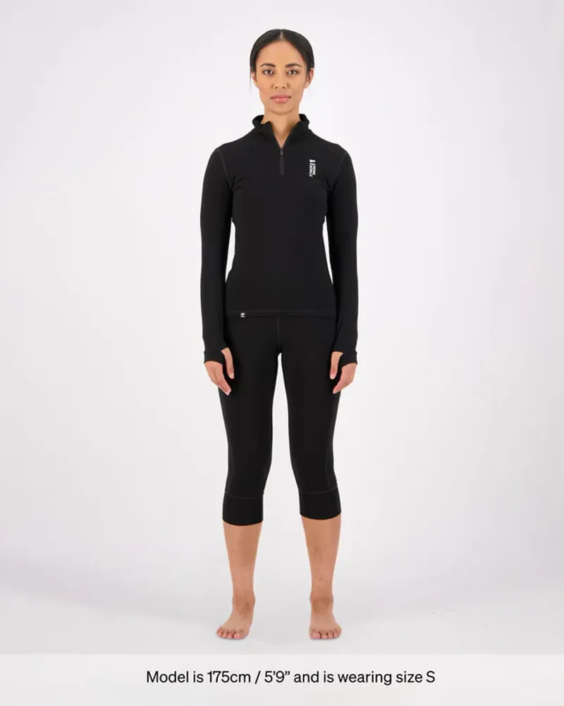 Mons Royale Women's Cascade Merino Flex 200 1/4 Zip Black-4