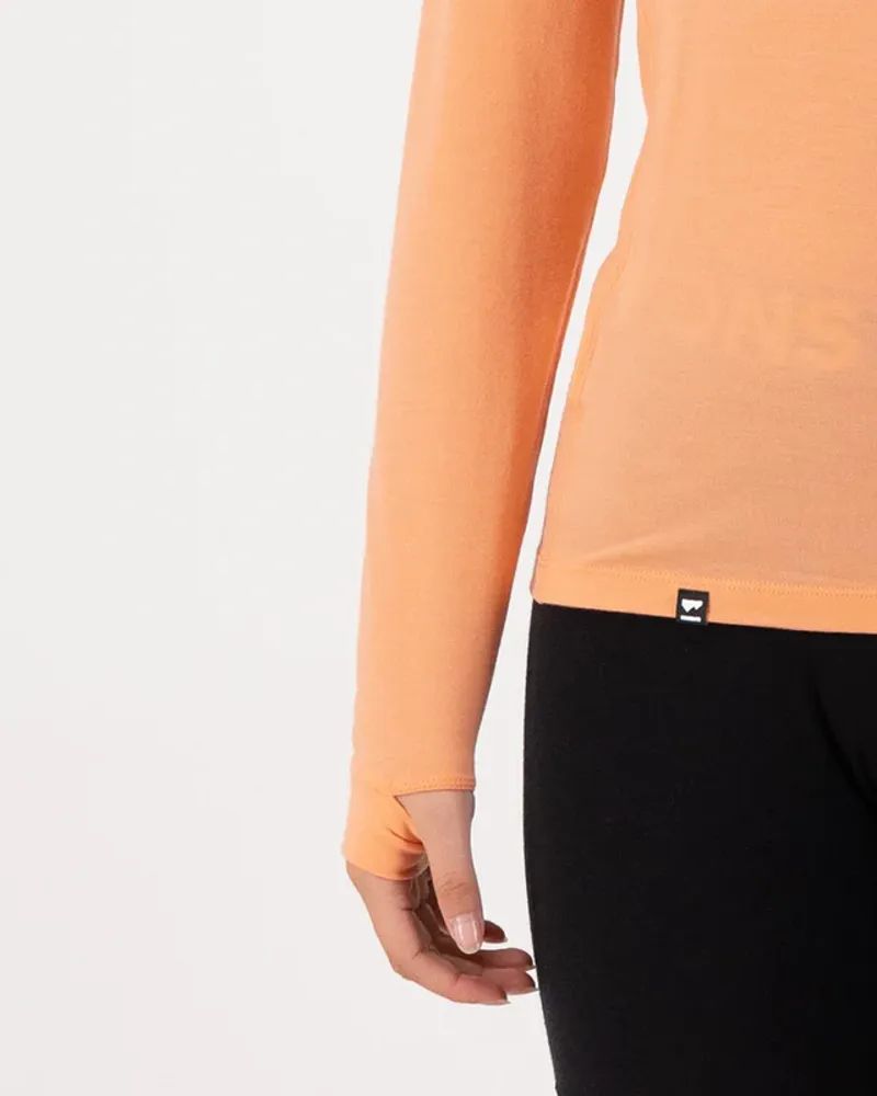 Mons Royale Women's Cascade Merino Flex 200 Mock Neck Long Sleeve Punch-2