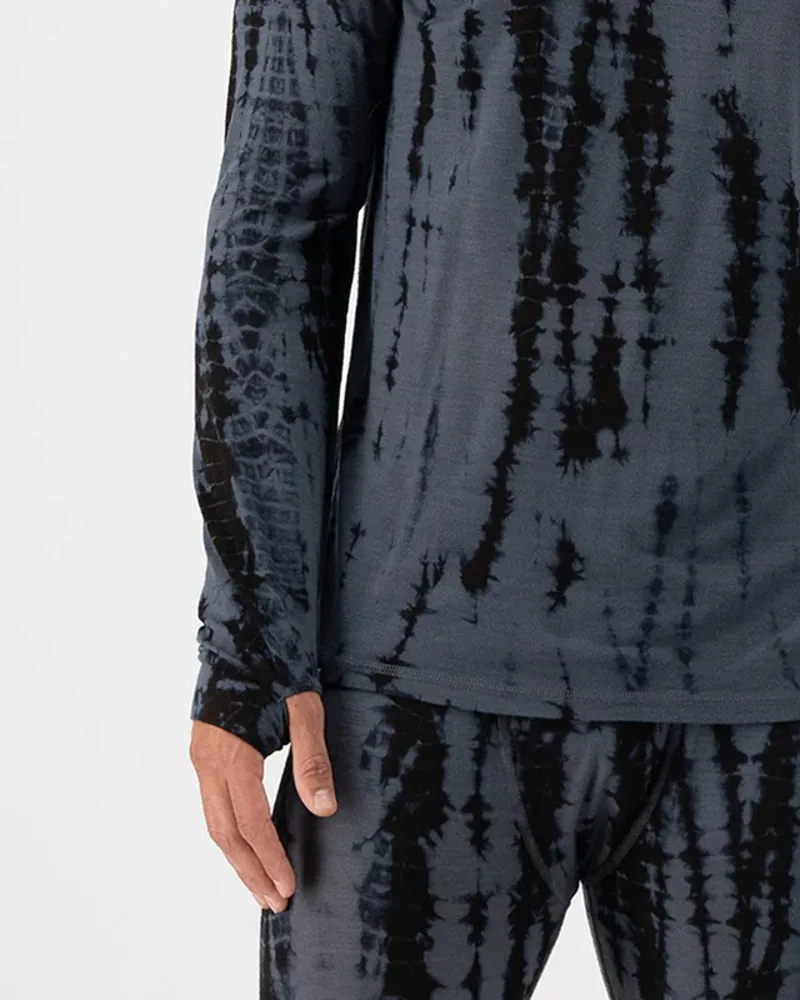 Mons Royale Men's Cascade Merino Flex 200 Long Sleeve Garment Dyed Grey Tie Dye-2