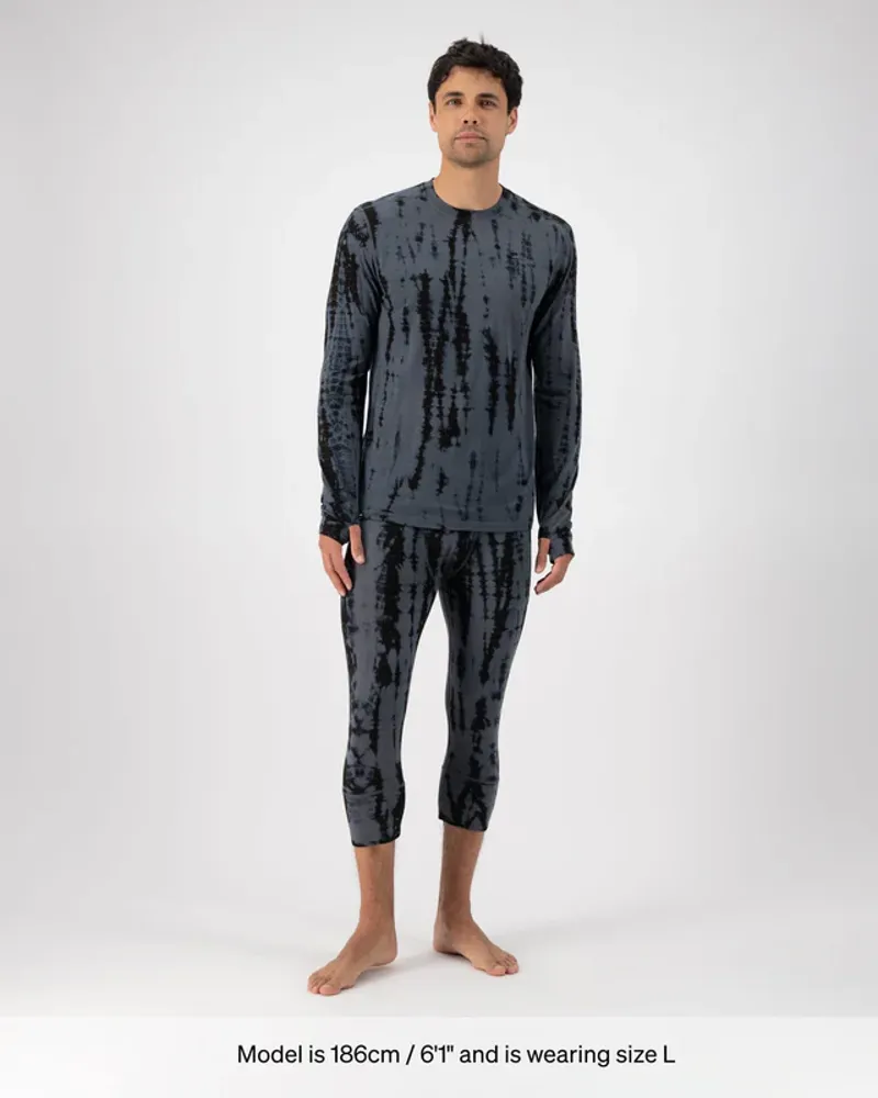 Mons Royale Men's Cascade Merino Flex 200 Long Sleeve Garment Dyed Grey Tie Dye-3