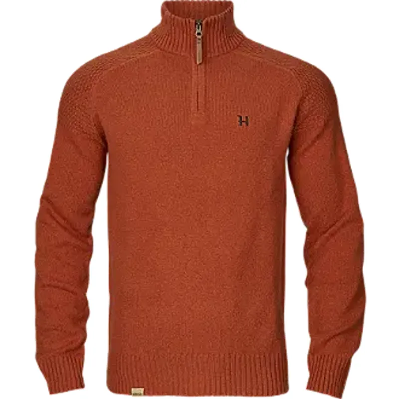 Harklia M's Vincent merino half zip pullover Bombay brown