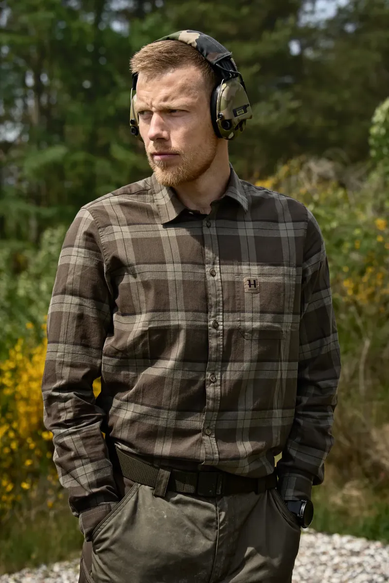 Harkila Fjell L/S shirt - Green Check-3