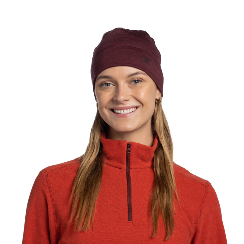Buff Lightweight Merino Wool Hat Solid Garnet-2